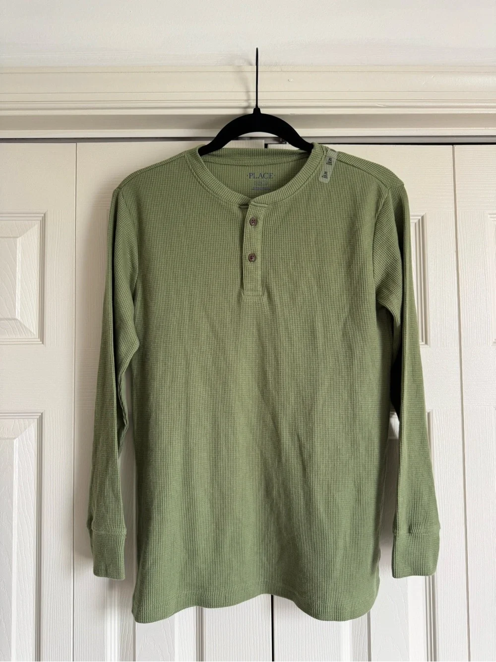 NWT The Children’s Place Boys Thermal Henley Top Green Size XL